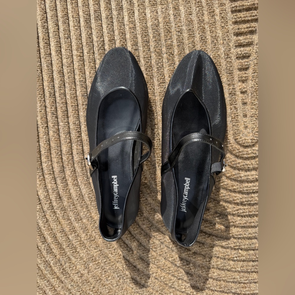Jeffrey Campbell Black Rebb Mesh Mary Jane Flats - Picture 2 of 8